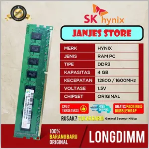 RAM HYNIX LONGDIMM DDR3 8GB PC12800 MEMORI HYNIX DDR3 8GB PC 12800/1600 MHz 4GB 1.35V/1.5V