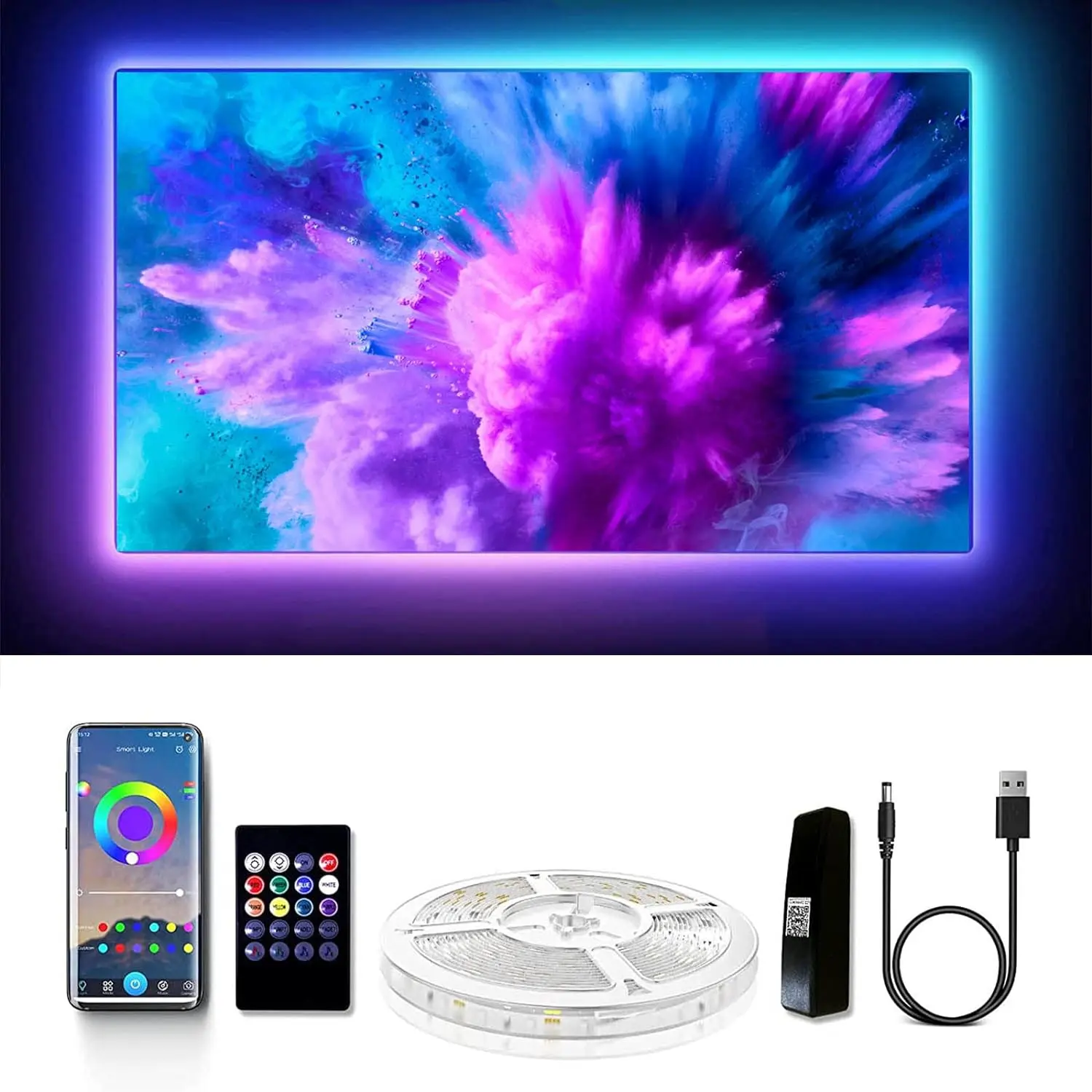 GUPUP 10FT (3.04M),15FT (4.57 M),20FTFT (6.10 M) LED Lights for TV 32-95 Inch, TV Led Backlight, USB Lights for TV 55-75 inch with Remote, Rope Lights , Under TV Lights for Gaming Room,PC,Desktop,Mirror,Cabinet...