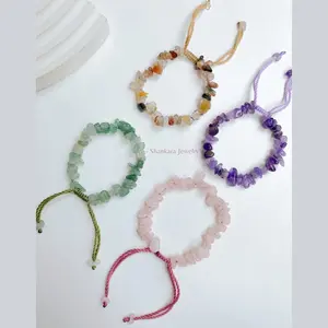 Gelang Batu Crystal Alam Asli Model Tali Serut