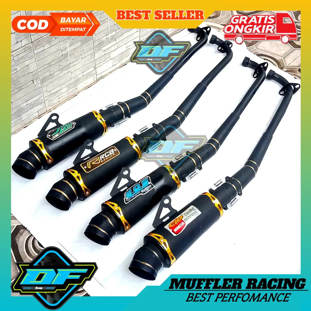 Knalpot racing RCB hitam jupiter supra revo absolut DOS shogun vega JRM astrea win c70 c100 smash karisma blade motor bebek Motorcycle Silincer