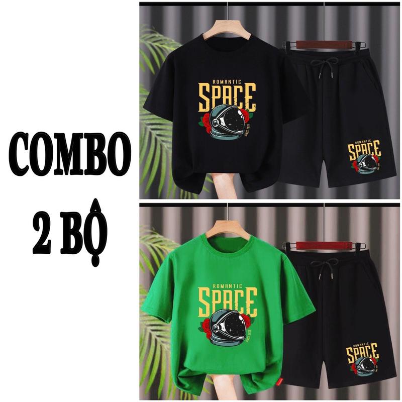 Combo 2 Bộ quần áo bé trai mùa hè size đại từ 17 đến 40kg, chất thun co giãn, mềm mát, dáng quần đùi áo cộc tay phong cách Hàn Quốc cho trẻ em từ 5 đến 14 tuổi. (Mã 34 Nón bảo hiểm)