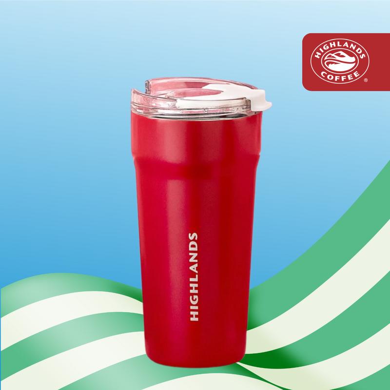LY GIỮ NHIỆT HIGHLANDS COFFEE CÓ NẮP MÀU ĐỎ TRƠN 500ML
