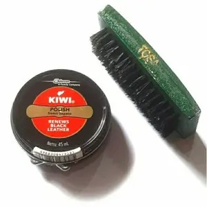 PAKET SIKAT DAN SEMIR SEPATU KIWI PADAT HITAM DAN COKLAT