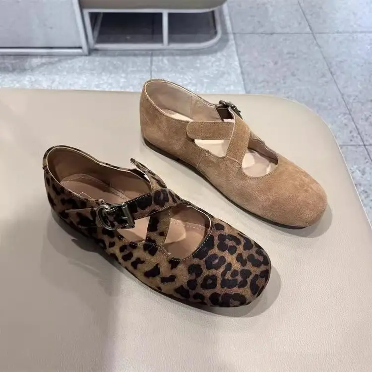 Giày Đế Bằng Mũi Tròn, Dành Cho Nữ, Khóa Chéo, Thời Trang
