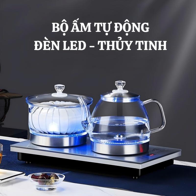  Bộ ấm thủy tinh pha trà Ấm Siêu Tốc Bình Đun Nước - tự động cấp nước tự động Đun Nước  tự động ngắt cảm ứng đa dụng  BH 1 Năm  
