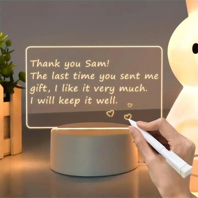DIY Whiteboard Table Light, Acrylic Writing Board LED Night Light, USB Powered Ambient Light For Bedroom, Living Room, Bedside, Home Decor 0