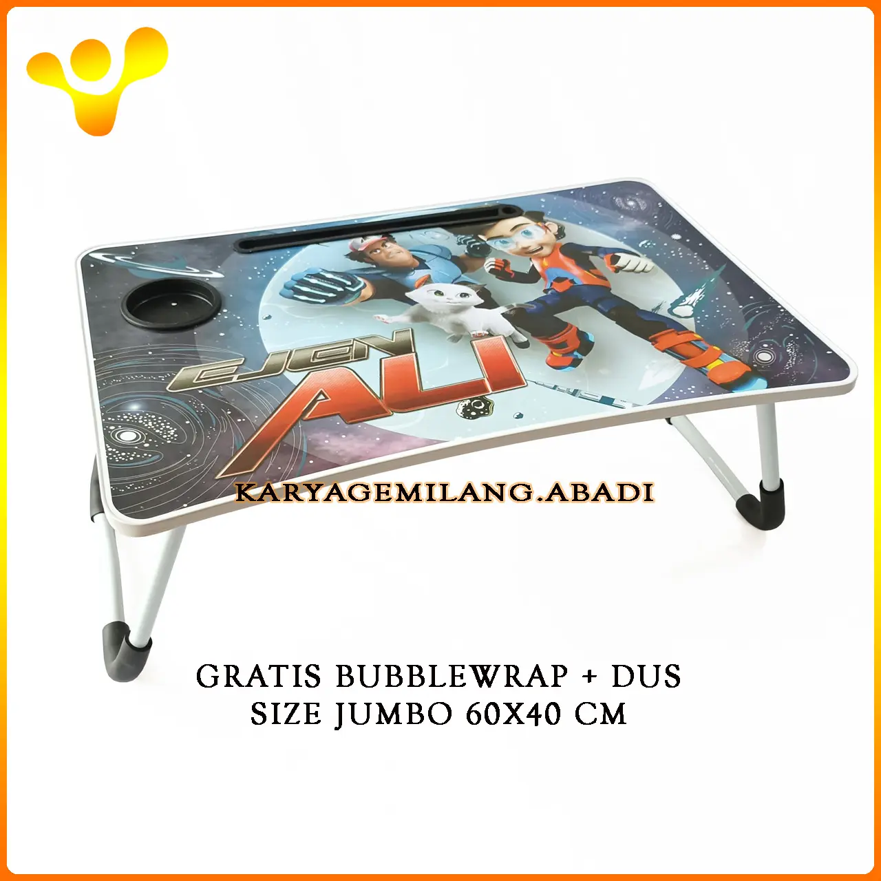 Meja belajar anak ejen ali meja laptop ukuran 60x40cm gratis packing dus dan bubblewrap