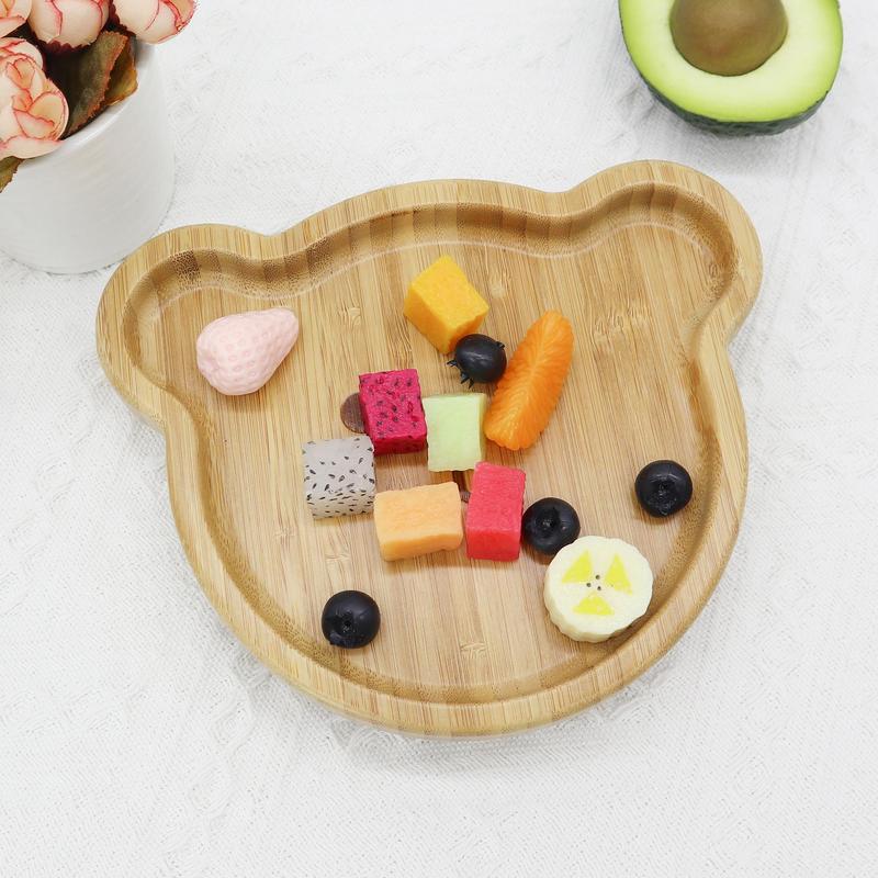 Wooden Baby Feeding Plate, 1 Count Non-slip Baby Feeding Plate with Suction Cup, Baby Dinnerware, Baby Utensils, Baby Tableware 5
