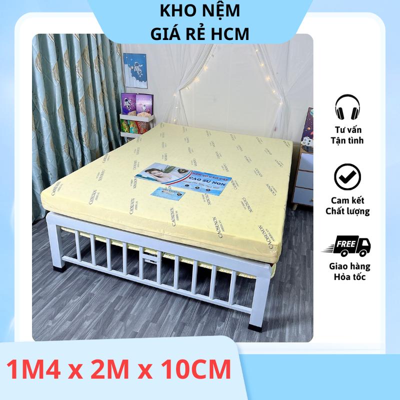 Nệm 1M4 X 2M X 10CM Tặng Kèm 2 Gối Nằm Gòn Hơi  Cao Su Non Phẳng  American 1