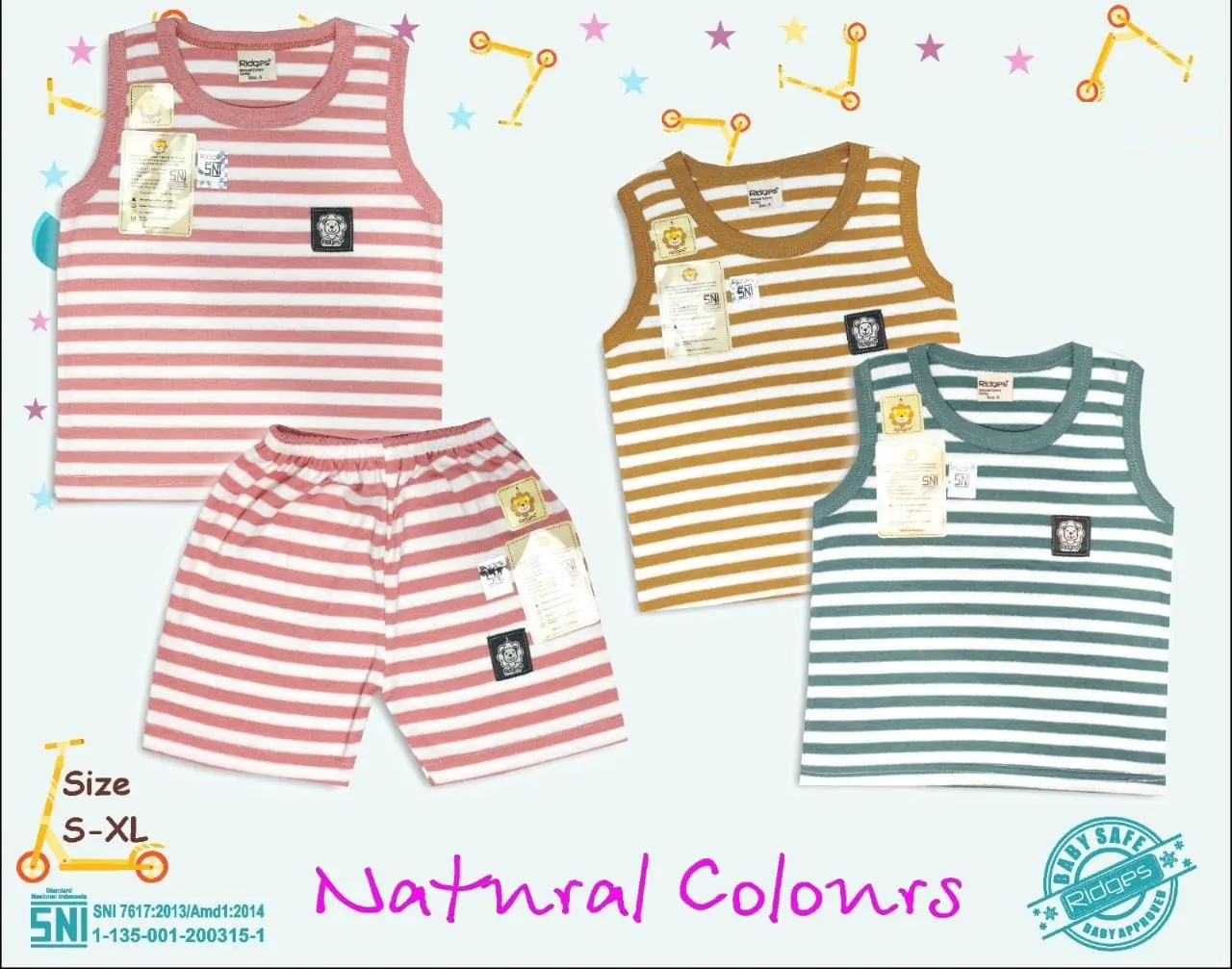 Baju Setelan Anak Singlet Ridges Bahan Adem Natural Colours SNI Fashion
