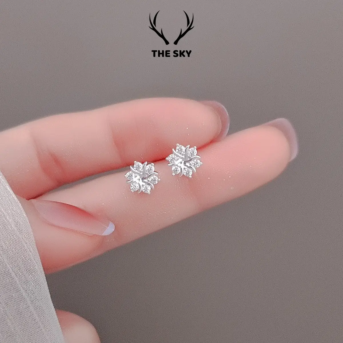 Bông tai The Sky, khuyên tai nữ Hoa Đá lấp lánh xinh xắn TSBT0.12 Women, Trang sức