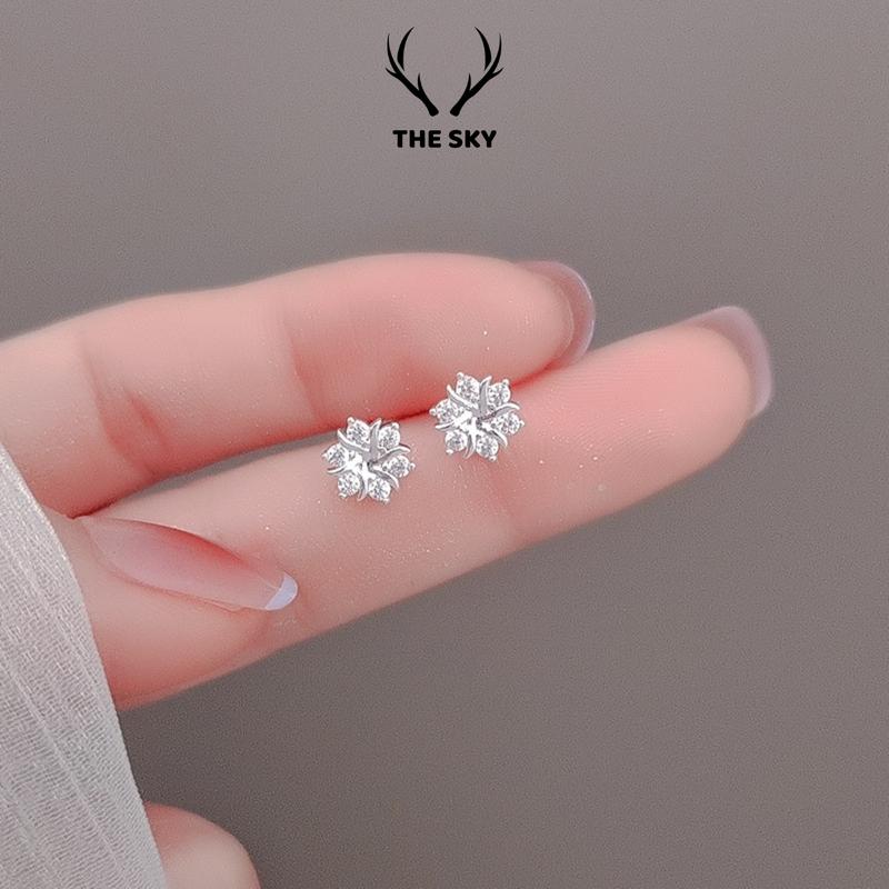 Bông tai The Sky, khuyên tai nữ Hoa Đá lấp lánh xinh xắn TSBT0.12 Women, Trang sức