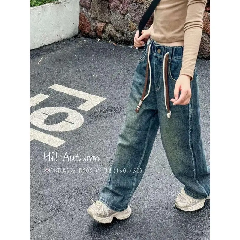 Quần jean cho bé gái sz 20-40kg ống xuông, quần jean ống rộng túi hộp hiphop 6