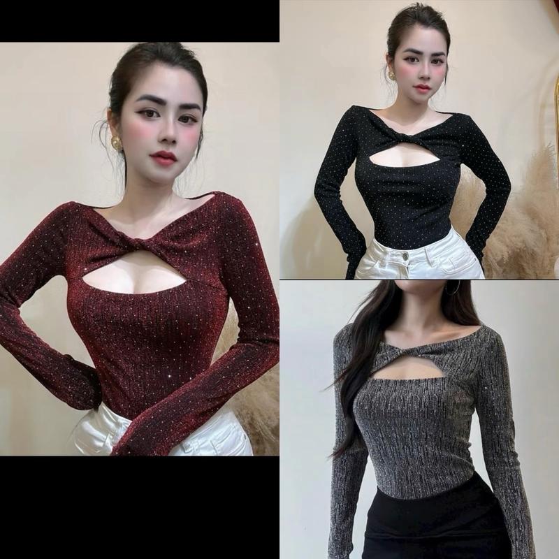 Áo TK vãi nhũ sang trọng tay dài _A62