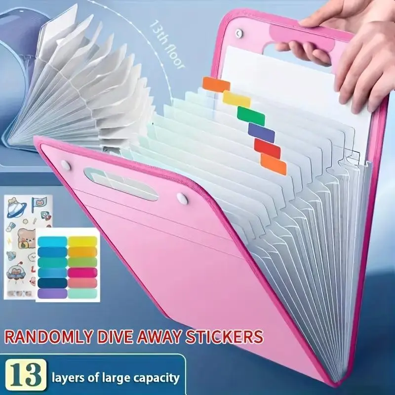A4 Vertical File Organizer, 13 Pockets Waterproof Document Holder, Multi-color Office Storage Folder, Office Stationery & Supplies 8
