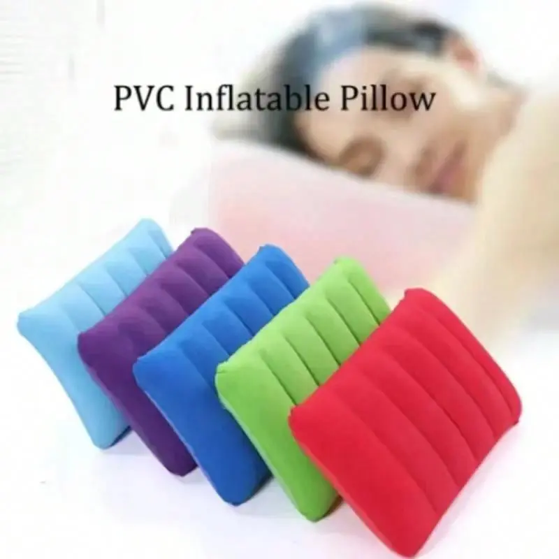 Inflatable Pillow, 1 Count Portable Lightweight Sleep Pillow, Square Nap Pillow, Multi-functional PVC Flocked Waist Cushion for Outdoor Camping, Travel, Home, Office, Car