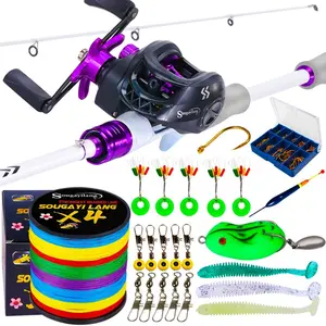 Joran Set Pancing Lengkap, 2 Bagian, Joran Casting 1,8M Dan Rasio Gigi 7,2:1, Gulungan Pancing Umpan Dengan Senar Pancing Kepang  100M Dan Perlengkapan Pancing Lengkap, Aksesoris Pancing