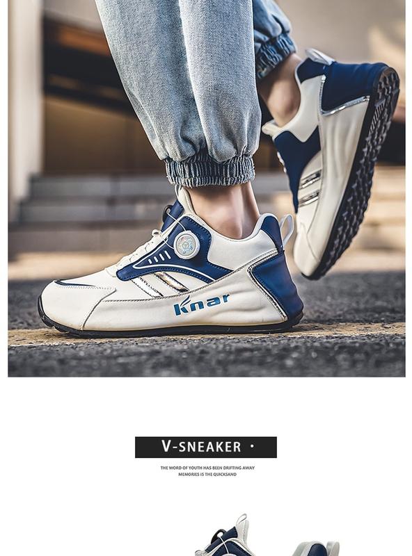 Product Introduction of Rotating button shoes men's sneakers men's shoes spring and autumn leather waterproof non-slip casual shoes fashionable shoes all-matching travel shoes Closed Runner Trainers Footwear Training Running Walking Shoes 2