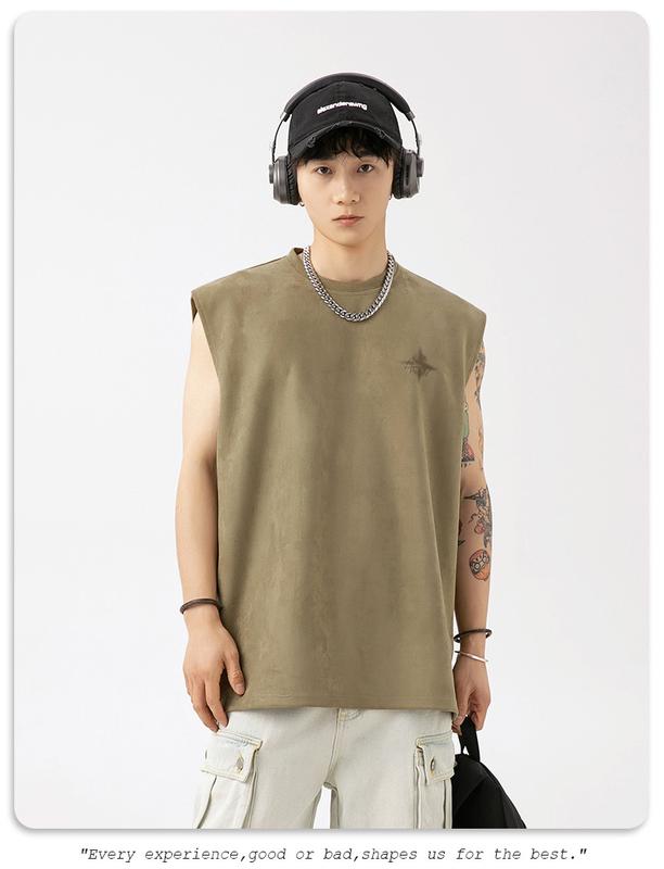 Product Introduction of Lotin Suede Thin Sports Vest Men's 2024 Summer New Sleeveless T-shirt American Letter Printed Casual Waistcoat 11