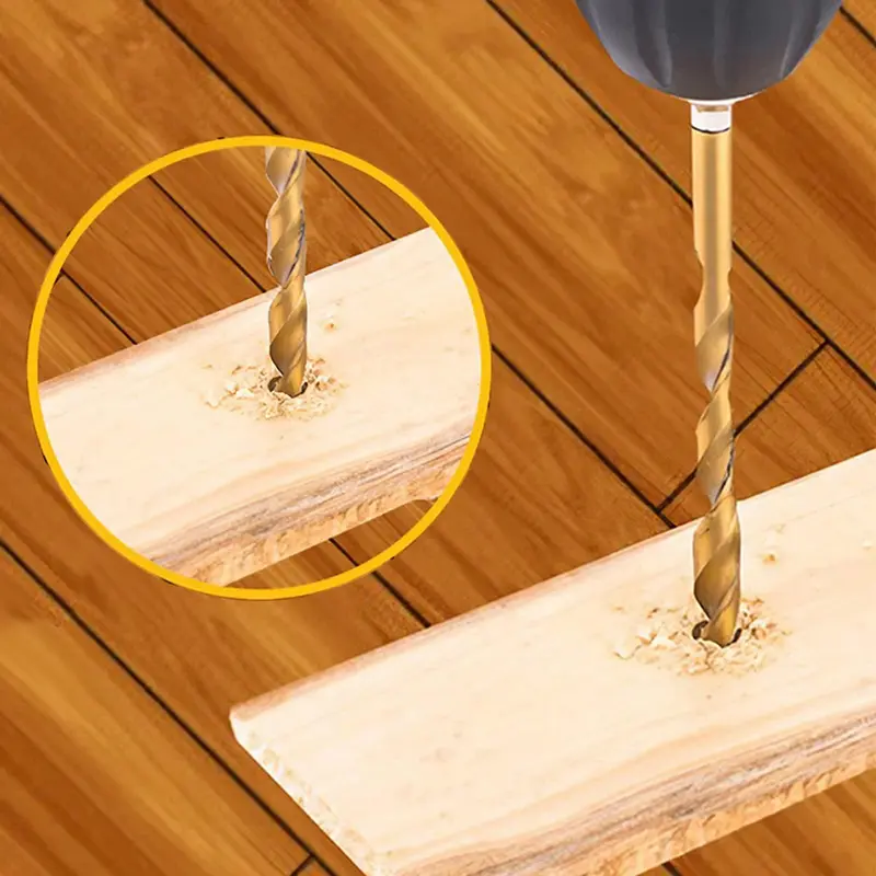 Spade Drill Bit Set, 1/4 Inch Hex Shank Drive Drill Bit Set, High Speed Steel Drill Bit Set for Wood, Plastic Hole Drilling 4