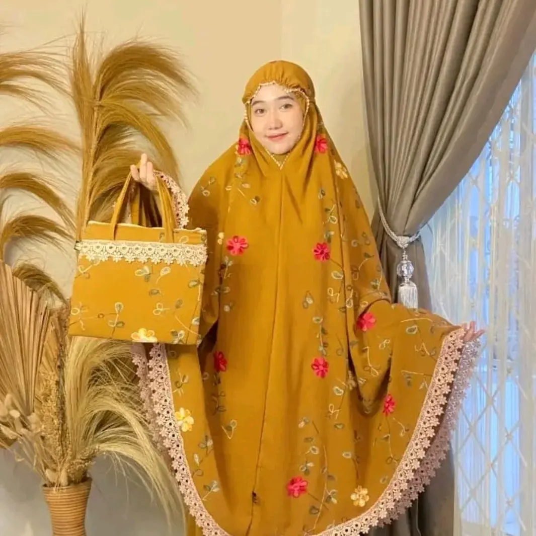 Mukena Dewasa Jumbo Cringkel Air Flow Premium Motif Flower
