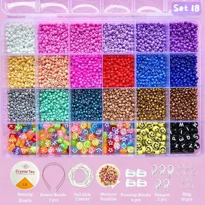 (Terlaris COD) TERMURAH PROMO Mainan Anak Anak DIY Manik Manik Set Lengkap - Gelang Cincin Kalung (Gratis Benang Elastis + Tali Giok + Manik Random + Pengait Udang + Ring) - Tayo Mote