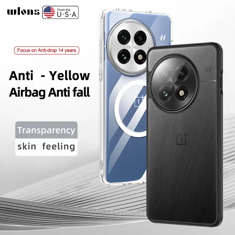 Magnetic Case For OnePlus 13 AirBags Shockproof Matte PC+TPU Anti-fingerprint Transparent Back Cover