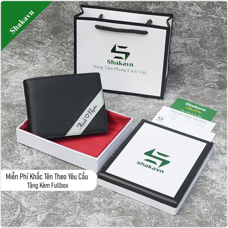VÍ BÁN CHAY Ví Nam Khắc Tên Theo Yêu Cầu Fullbox Chất Liệu Da Bò Saffiano Đen Xanh Kích Thước 9,5x11cm Bảo Hành 12 Tháng Tặng Túi Thiệp Hộp Quà Sang Trọng Quà Tặng Kỉ Niệm Ý Nghĩa