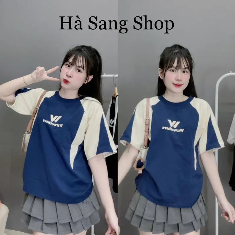 Áo phông nữ Form Vừa (38-58kg) chất cotton 2 chiều mềm mịn mát - mẫu phối W Wether- Top Women Nữ  Thun Cổ Tròn 0