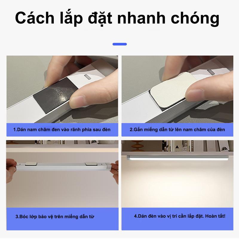 Đèn cảm biến LED không dây 20CM cảm biến thông minh ánh sáng tủ quần áo phòng ngủ đèn tiện lợi Sạc USB 6