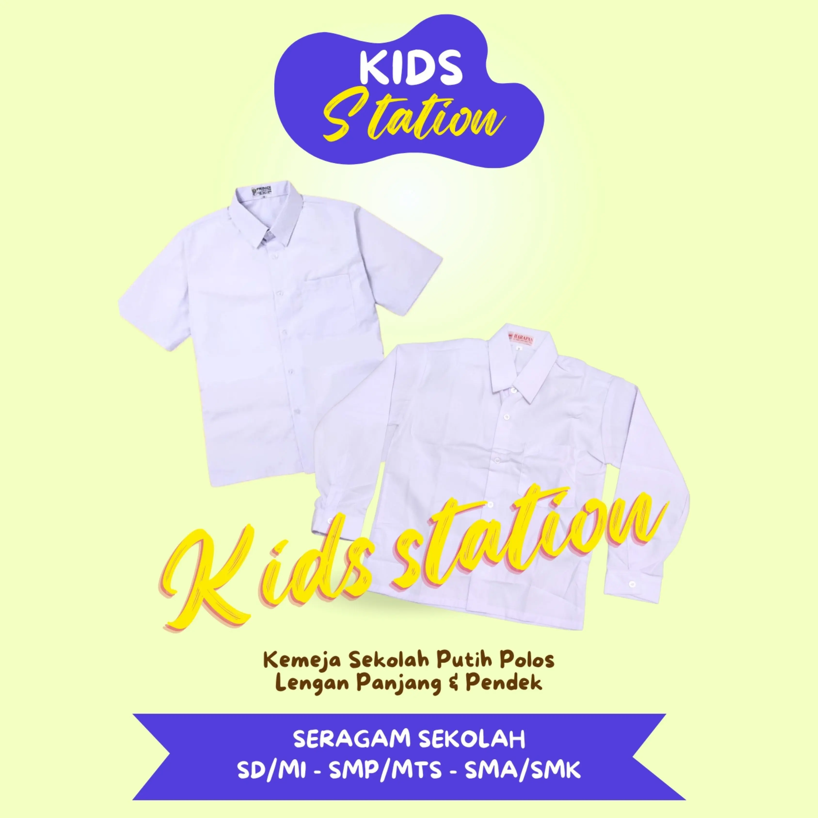 Kemeja Putih PolosSD SMP SMA Kerja Magang Seragam Sekolah Putih Lengan Panjang Lengan Pendek Putih Polos Kelas 1 2 3 4 5 6 dan 7 8 9 10 11 12 Baju