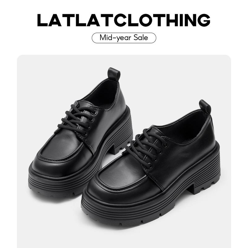 Giày oxford thắt dây đế cao 5cm - bản đế răng cưa độ bám tốt_8088 Shoes Nữ