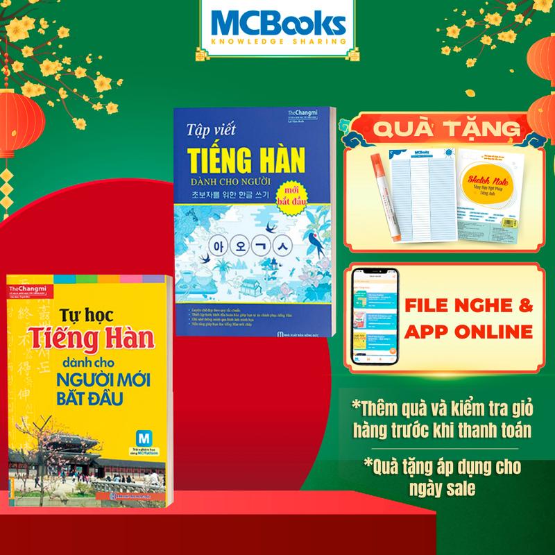 Sách - Combo Tự Học Tiếng Hàn Cho Người Mới Bắt Đầu Và Tập Viết Tiếng Hàn Tặng Bookmark MCBooks