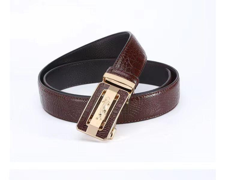 Product Introduction of Genuine Leather High-End Automatic New Men's Popular Leather Belt Authentic Cowhide Pant Belt Business Casual Fashion Belt Crocodile 12