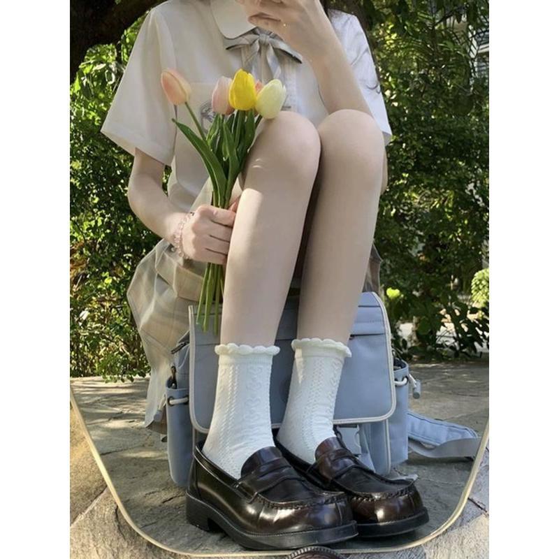 Set 10 Đôi Tất Nữ Cao Cổ Trắng Phong Cách Vintage Tiểu Thư Siêu Hot 2