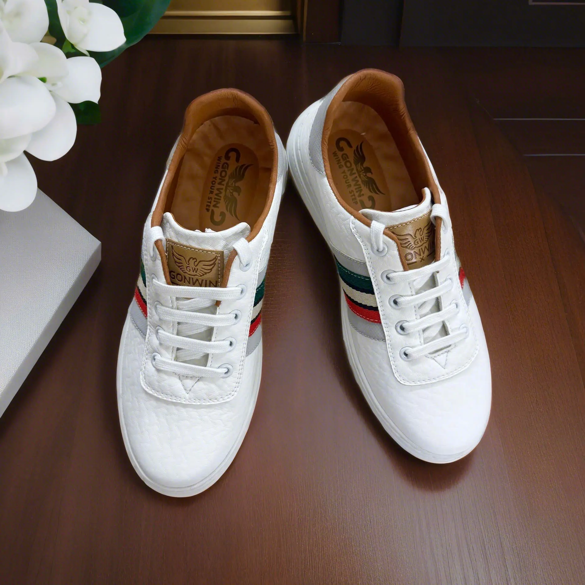 Giày nam, Giày thể thao, Giày Sneaker Cao Cấp GA03 Chất Liệu Da Microfiber, Đế Cau Su Nguyên Khối Cực Kỳ êm chân, thoáng khí, dây thắt nút, Thích Hợp 4 Mùa, giày chống trơn trượt tốt, Shoes Đế Bằng
