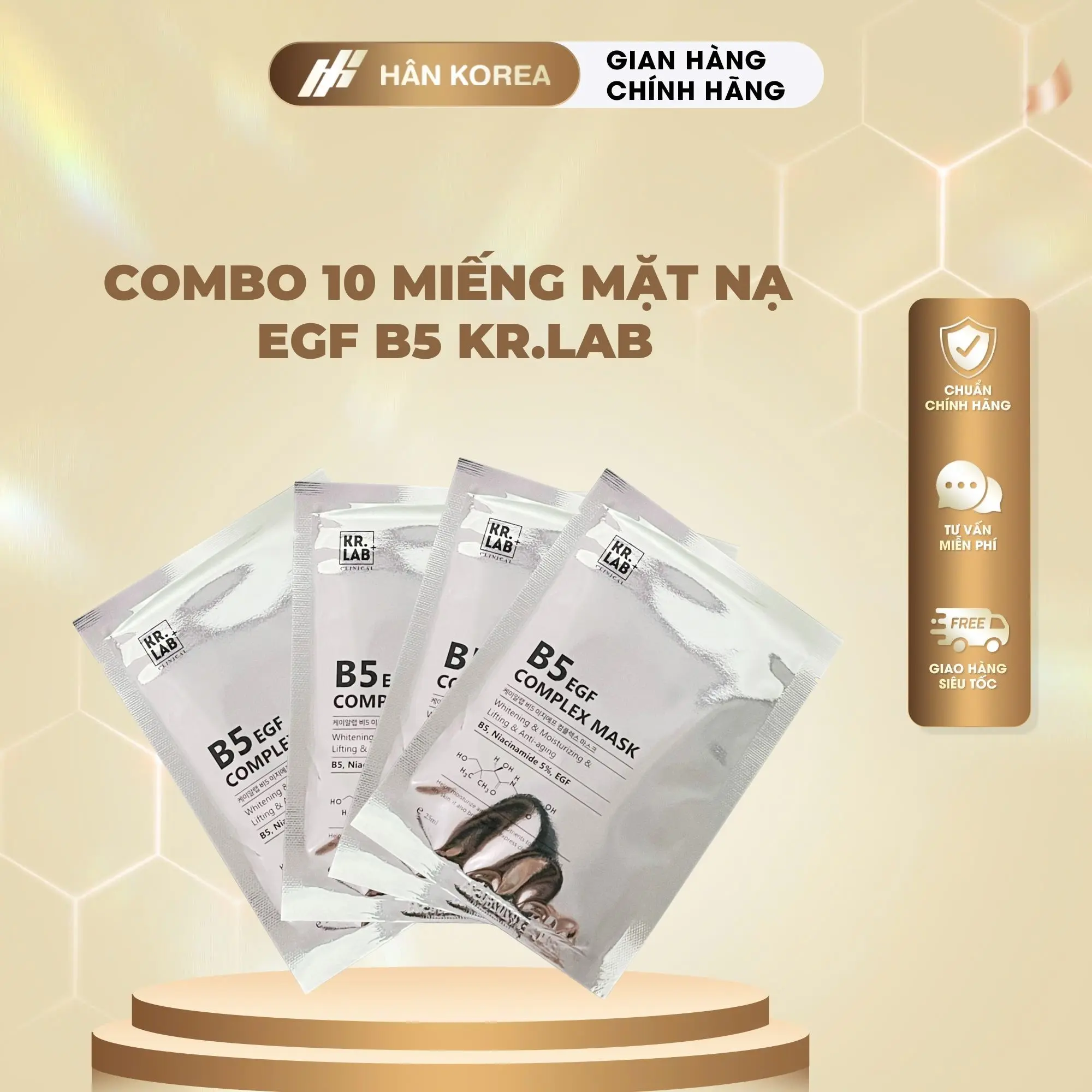 C118 - [LIVETREAM] - Combo 10 miếng Mặt nạ tái sinh EGF B5 Kr.lab