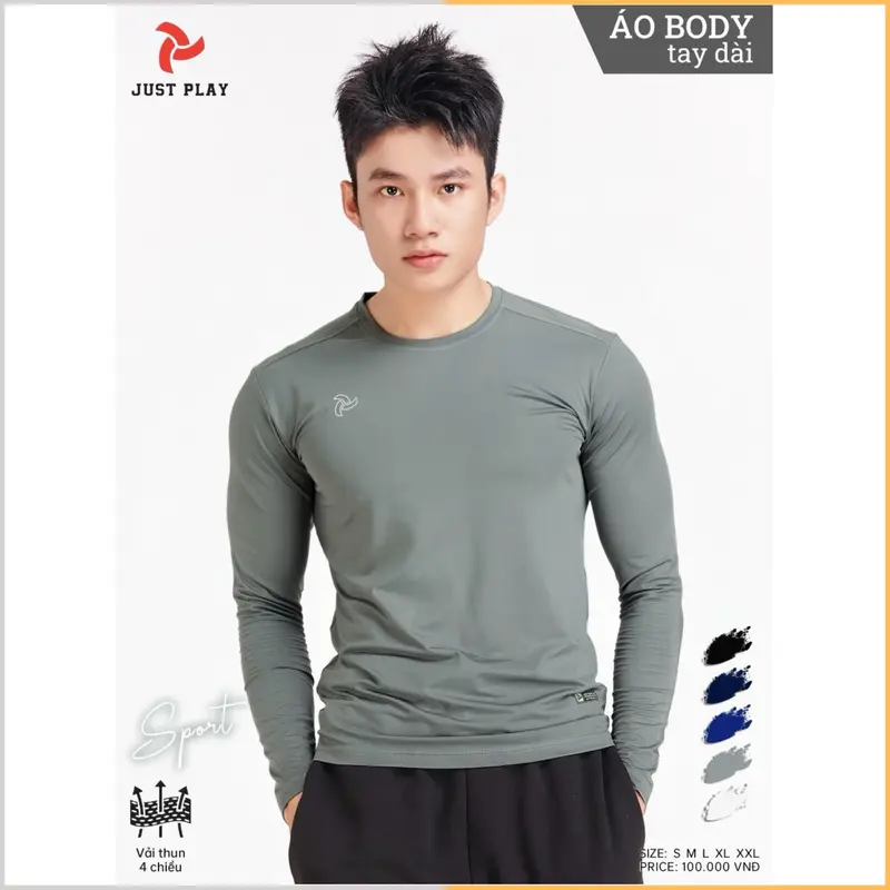 Áo giữ nhiệt nam, áo lót thể thao tay dài Vải thun lạnh 4 chiều cao cấp 4