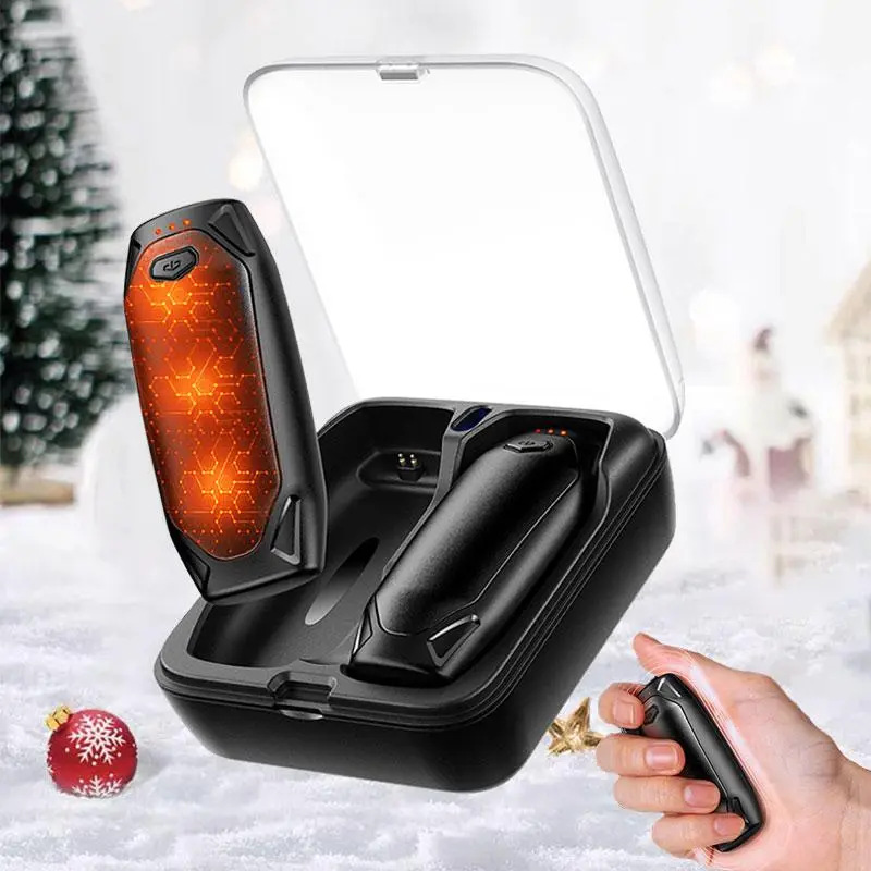 Portable Magnetic Hand Warmer, 1 Pair 2 in 1 Rechargeable Hand Warmer with Charging Case, Winter Essential for Outdoor Hunting, Camping, Golf