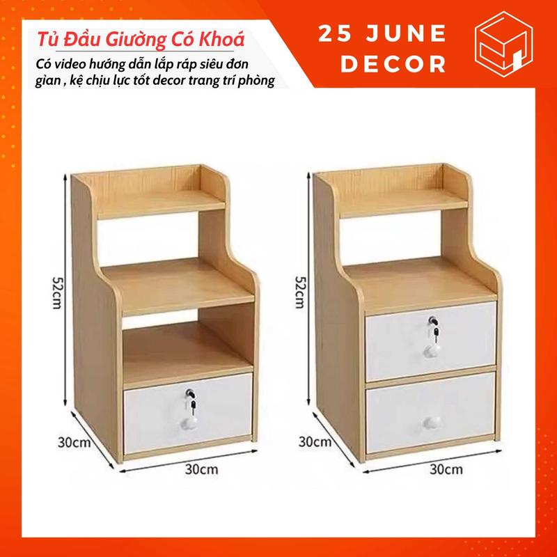 Tủ Để Đầu Giường Gỗ MDF Tab Đầu Giường Để Đồ Đa Năng Decor Phòng 2 Màu Lựa Chọn - 25 June Decor