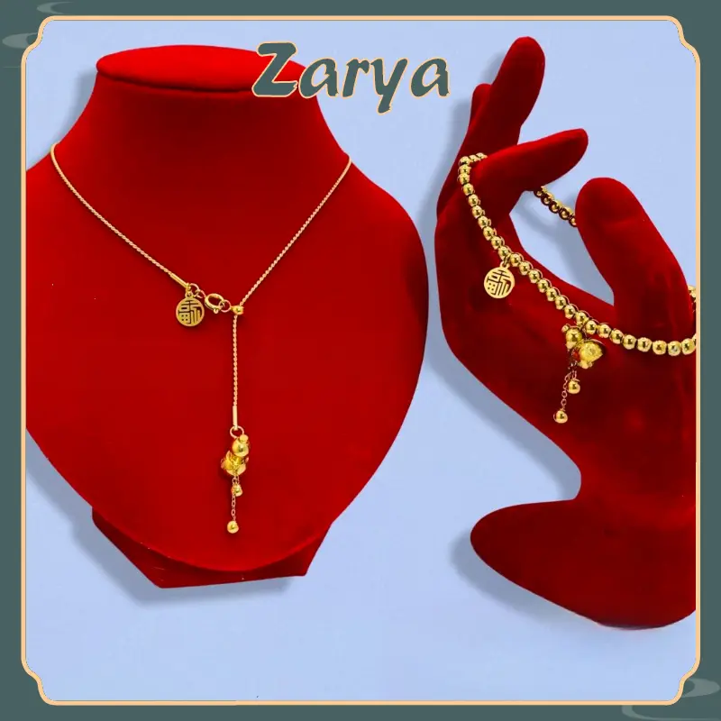 916 gold-plated original Transfer bead gourd bracelet necklace set for women gift