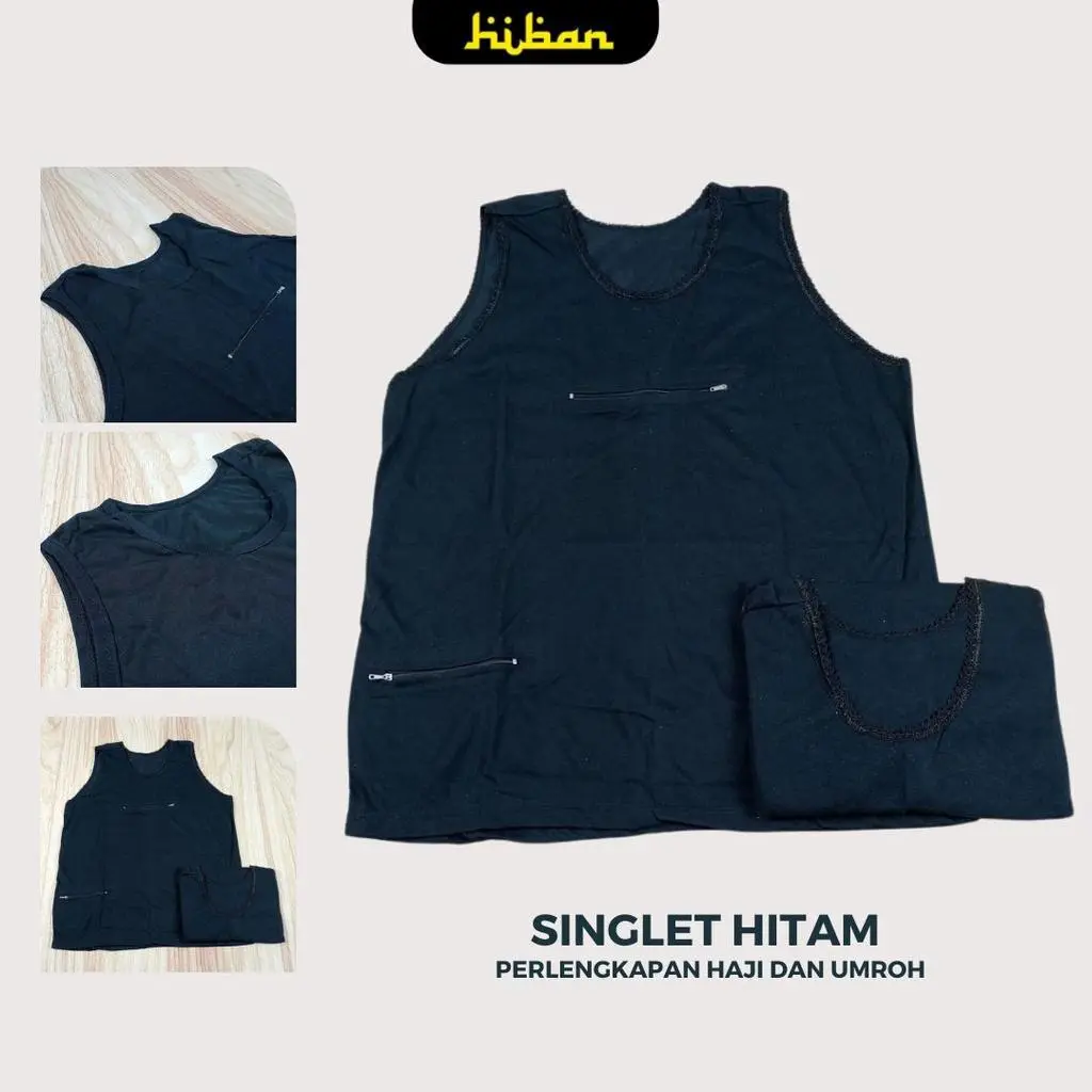 Singlet Renda Kaos Wanita Perlengkapan Umroh Hitam Bahan Katun Adem - Tank, Top