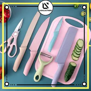 Set Pisau Dapur Stainless Steel 6 in 1 dengan Gagang Polymer dan Mata Pisau Baja Tahan Karat Kitchenware