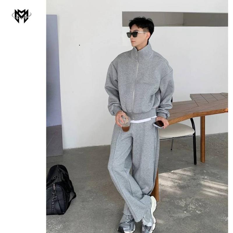 Bộ nỉ form rộng unisex – Áo khoác cao cổ và quần suông ống rộng từ Muslano Fashion
