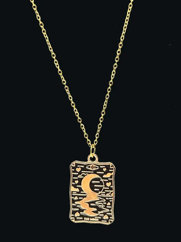 Fashion Trendy Creative Tarot Design Pendant Necklace,  Fashion Jewelry for Party, Daily Clothing Decor, 2024 Summer Trendy All-match & Exquisite Jewelry for Birthday Gift 7