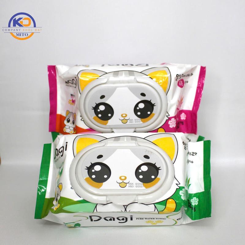 [Combo 10 Bịch] Khăn Ướt Dagi 600gr Không Mùi, Khăn Ướt Giá Rẻ Dạng Khổ Lớn Chất Liệu Vải Chấm Bi An Toàn Cho Bé 3