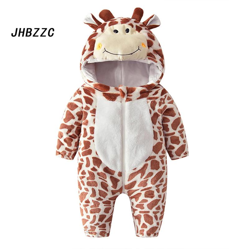 Baby Animal Costume Winter Warm Lion Dinosaur Giraffe Hooded Romper 0