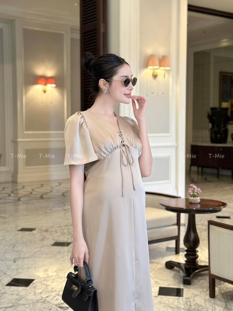 Product Introduction of T-Mie | Đầm Bầu Lụa Tô Châu Dáng Dài Sang Trọng Đi Tiệc, MD5094 Nữ Nhung phi 22