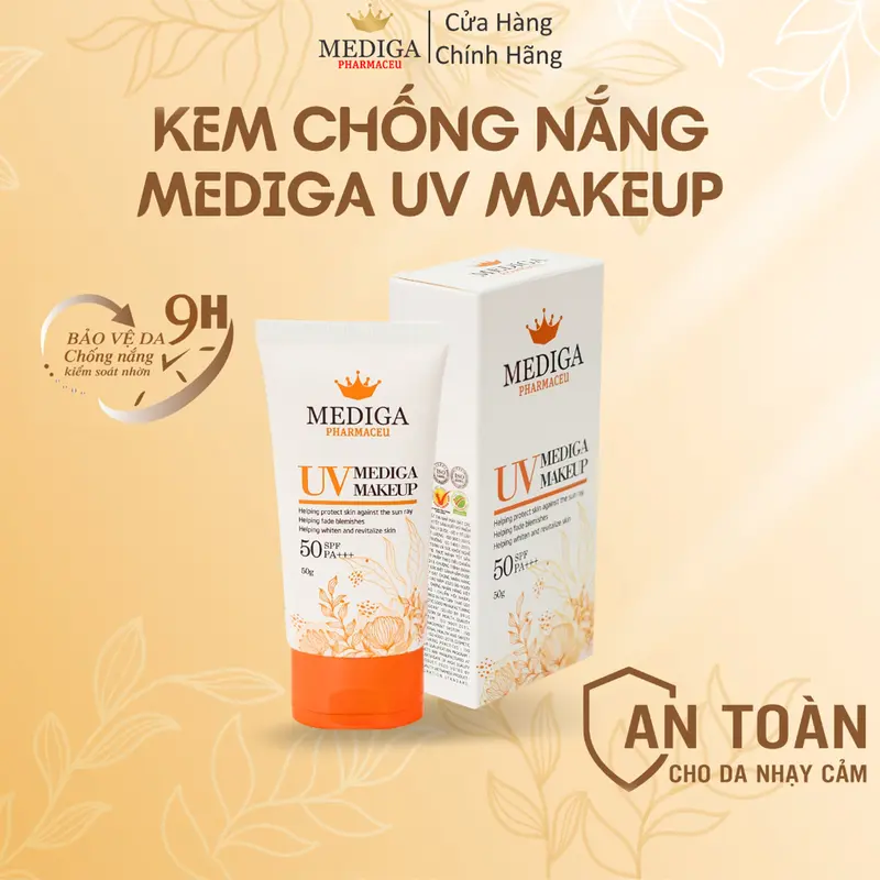 Kem Chống Nắng Nâng Tông Chính Hãng Mediga SPF50 PA+++ Chiết Xuất Thiên Nhiên, An Toàn, Lành Tính, Bảo Vệ Da Khỏi Tia UV Skincare 0