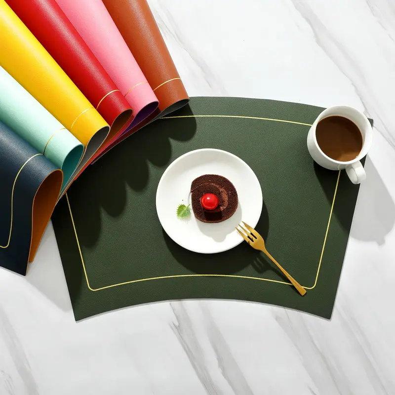 Luxurious Kitchen Accessories Thick Leather Placemat Nordic Table Mats for Dining Table Set Stove Pvc Mat Pads Decoration Bar Coasters Steel
